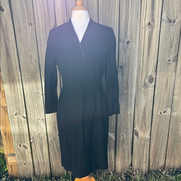 MM Lafleur The Pamela V-Neck Tuxedo Black Pencil Dress Women Size 8 - Picture 5 of 15
